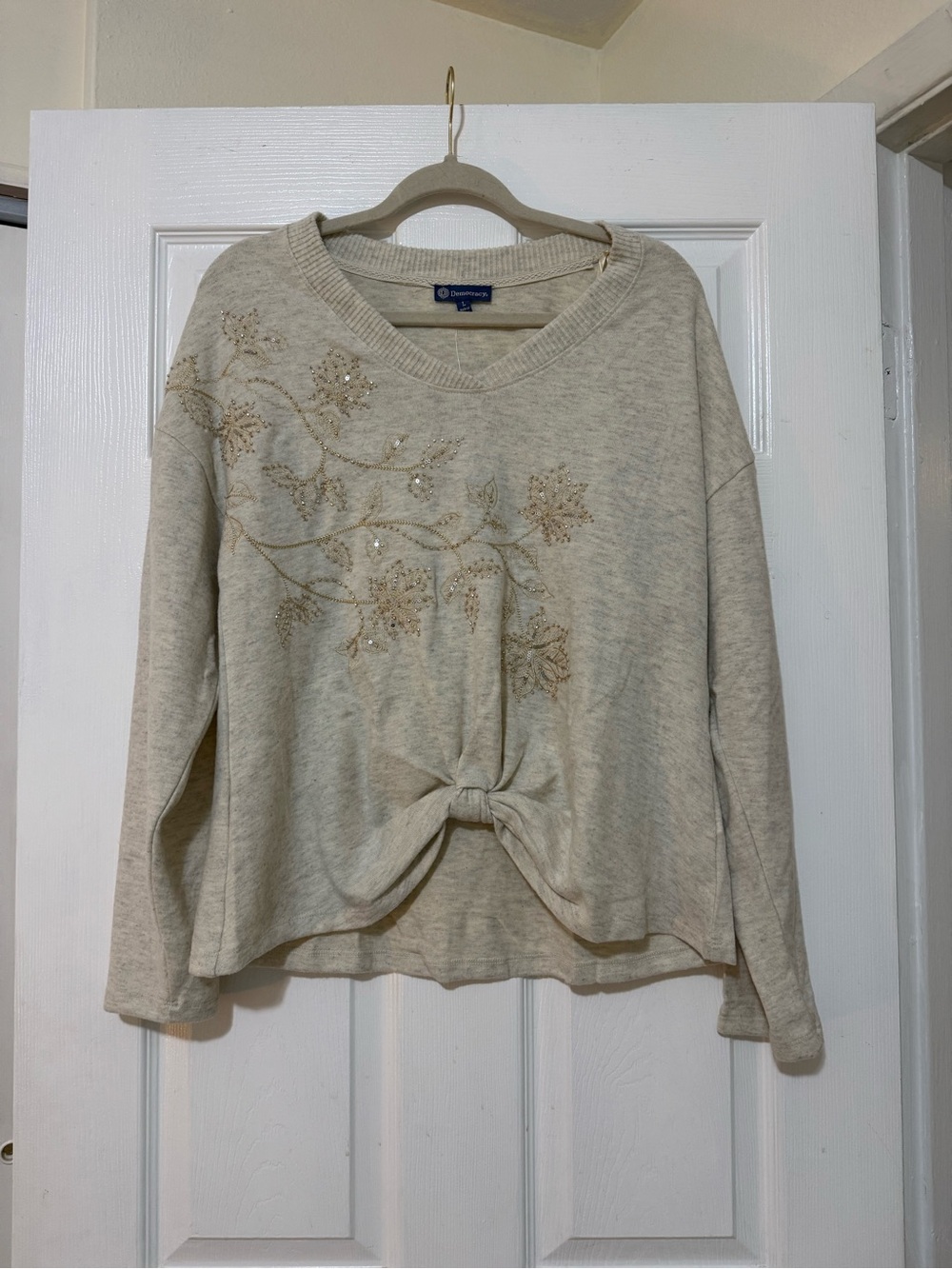 NWT Democracy Beaded Embroidered Sweater